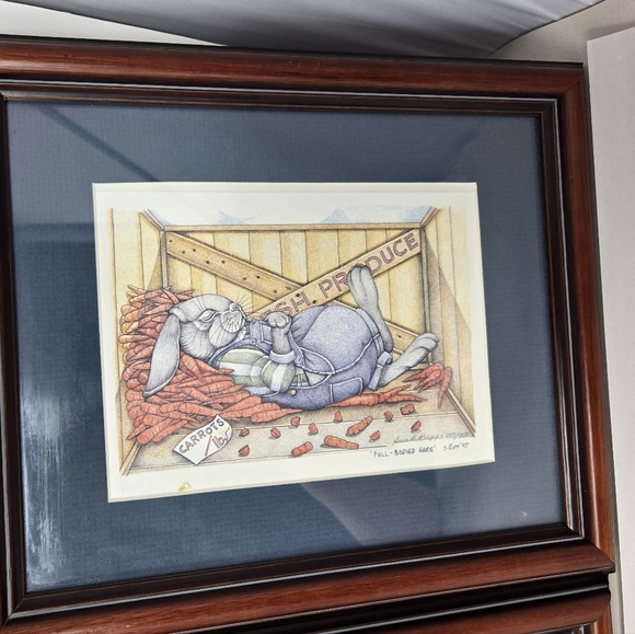 Vtg Sue Rupp Artwork Print Hare Cutting 96, Hare trimmer 98, Full Bodied Hare 97 - Picture 4 of 14
